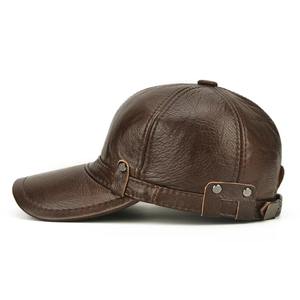 Casquette de baseball en cuir artisanal NORTHWOOD, unisexe, décontractée, chaude, solide, réglable, chapeau d'hiver, snapback, protège-oreilles - Product Image 4