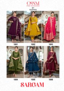 Designer Suit on <b>Viscose</b> Roman <b>Silk</b> <b>Fabric</b> Embroidery Anarkali Kurti Pant with Chanderi Jecquard Dupatta - Product Image 6