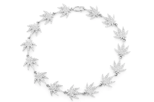 สร้อยข้อมือคุณภาพสูงประดับเพชรเม็ดเดี่ยวรูปใบไม้ VVS Moissanite แบบโบราณ14K สีเหลืองทอง - Product Image 2