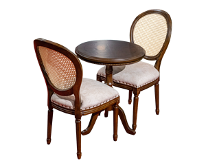 Walnut Rattan Back Louis <b>Chair</b> Comfortable Cushion Seat Solid Coffee Table Set Eco-Friendly Midcentury <b>Modern</b> Living Room - Product Image 2