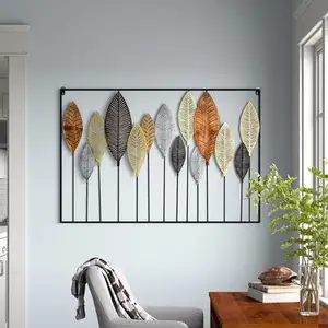 Eisen große rechteckige gerahmte Wandmalerei Kunst bunte stehende Blätter Home Decor Phantasie Metall erstaunliche Wand kunst