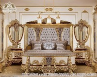 Lit Couronne Royal Moderne Blanc avec Sculpture en Bois de Teck Massif, Taille Personnalisée pour Événements, Marque DSTEXPORTS, Expédition Maritime