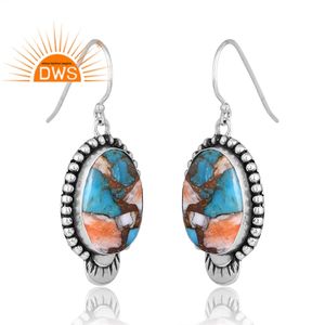 Boucles d'oreilles en argent sterling naturel Mojave cuivre Qyster Turquoise avec pierres précieuses pour femmes fabricant de bijoux personnalisés - Product Image 3