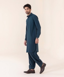 Produits les plus tendance Couleur unie Hommes Salwar Kameez Tarifs de gros Hommes élégants Shalwar Kameez Prix de gros - Product Image 6