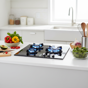 Placa de Cocción a Gas Empotrable de 3 Quemadores, 60 cm, Vidrio Templado Negro, con Control de Temporizador, para Cocina, para África, Ghana - Product Image 3