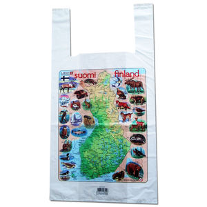 Bolsas con asa de camiseta reutilizables compostables biodegradables personalizadas, chaleco de supermercado, bolsa de refuerzo lateral para compras - Product Image 4