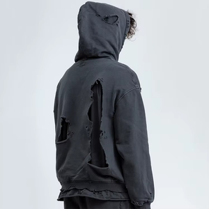 Sweat à capuche oversize pour homme, style streetwear, en molleton délavé 100% coton, uni, teint, séchage rapide, logo personnalisé, marque privée - Product Image 6