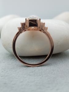 10K SOLID Yellow Gold Fine Jewelry Emerald FIVE STONE Diamond Engagement Wedding Ring Set Vvs Moissanite for Parties Gifts - Product Image 4