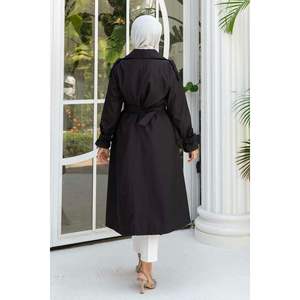Gabardina larga Hijab Mangas con cinturón Negro - Product Image 2