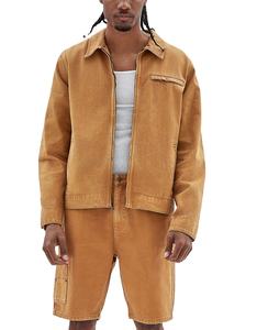 Veste de travail zippée en coton sergé personnalisé pour hommes veste de créateur OEM de marque à patch brodé personnalisé vieilli pour homme - Product Image 5