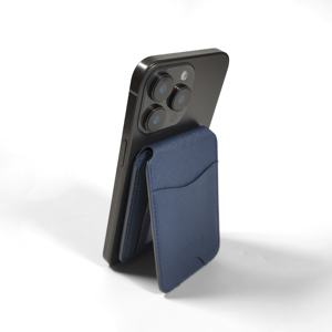 Top article usine directe Castello Magsafe RFID Saffiano portefeuille en cuir ouvert porte-carte magnétique support en métal marron gris marine - Product Image 1