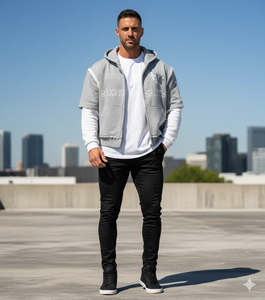Sudadera con Capucha y Cremallera para Hombre con Logotipo Bordado en el Pecho |   Sudadera con Detalles Desgastados |   Sudadera Informal de Manga Larga con Contraste de Color para Calle - Product Image 5