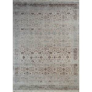 Tapis en laine afghane noué à la main Viscaya, motif médaillon rose et violet, forme puzzle rectangulaire pour couloir et salon - EA-3063 - Product Image 1