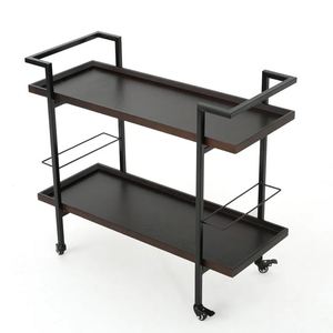 Iron Wood Classy Wine bar Cart for Home Catering Hotel Restaurant Kitchen Food <b>Serving</b> <b>Trolley</b> Wine & Glasses Holders Hot Sell - Product Image 1