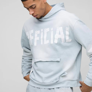 Diseño de bolsillo frontal estilo callejero logotipo personalizado algodón peso pesado pulóver sudadera de gran tamaño Sudadera con capucha serigrafiada - Product Image 1