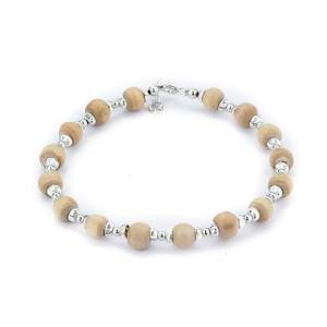 925 Silver Tulsi <b>Bracelet</b> With <b>Flower</b> Caps for Boys <b>Girls</b> Men Women Traditional Rakshabandhan Rakhi Brother Bhabhi Casual Wear - Product Image 1