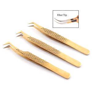 Pinzas profesionales antiestáticas para extensión de pestañas, acabado en arena, logotipo personalizado, volumen, puntas de fibra, Etiqueta Privada, acero inoxidable - Product Image 3