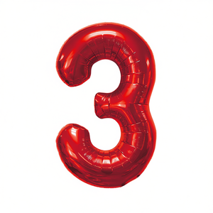 Globo de Fiesta con Número Rojo N3 de 100cm, Paquete de 12 Unidades - Product Image 2