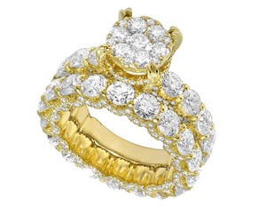 S925 <b>Silver</b> Rhodium Plated Classic Moissanite Round Cluster Diamond Wedding Engagement <b>Ring</b> <b>Set</b> for Women Party - Product Image 3