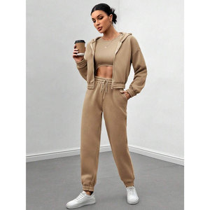 Conjunto Deportivo de Invierno para Mujer con Logotipo Personalizado, Sudadera con Capucha de Algodón y Forro Polar, Ropa Deportiva Informal para Fitness y Jogging, Venta al Por Mayor - Product Image 5