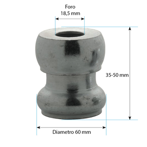 Niba 09L60Z Entretoise de rangement mural réglable 60mm de diamètre 35-50mm de hauteur Fer zingué avec filetage M/F - Product Image 1