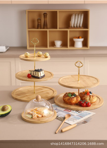 Cubierta de bandeja de postre alta, soporte de exhibición de madera, tapa de placa de prueba de fruta de pan disponible, juego en caja grande y pequeña, decoración del hogar - Product Image 6