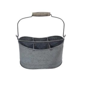 Porta Utensilios Rústico de Metal Galvanizado con Mango de Madera para Cocina, Restaurante, Comedor al Aire Libre, Cubiertos y Tablas de Cortar. - Product Image 3