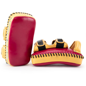 Gran oferta de almohadillas tailandesas de boxeo curvas de cuero de vaca Kick Boxing MMA Maui Thai Focus Pads Material personalizado agarre fuerte - Product Image 6