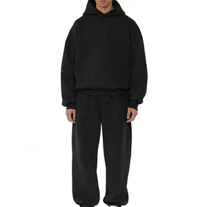 OEM hombres 380g algodón en blanco liso de lujo recortado Sudadera con capucha hombres personalizado Oversize Streetwear hombres de peso pesado sudaderas con capucha sueltas de gran tamaño - Product Image 4