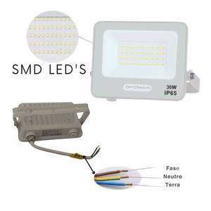Optonica 30W SMD IP65โปรเจคเตอร์ LED ตัวเครื่องสีขาวพร้อมสายเคเบิล15 cm โคมไฟสี4000K อุณหภูมิแสง P ฟลัดไลท์ - Product Image 6