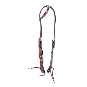 Ligero de alta calidad hecho a mano 100% cuero genuino occidental una oreja Headstall con pintura a mano y proveedor de trabajo de puntada de látigo - Product Image 1