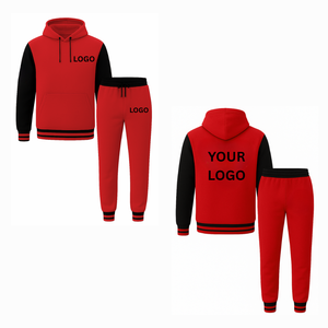 Unisex High Quality Oversized <b>Fleece</b> Solid Breathable Varsity Tracksuit Casual Pull Over Hoodie Jogger Pants Winter Wholesale - Product Image 2