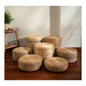 Natural Fiber Water Hyacinth Ottoman For Contemporary Home Spaces - Product Image 2