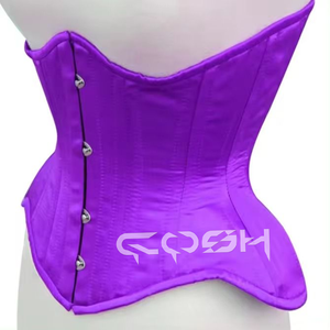 Latest Design High Compression Fitness Wear Underbust Steel Boned Breathable Firm Control Rivet Purple Satin Waist Cincher - Product Image 1