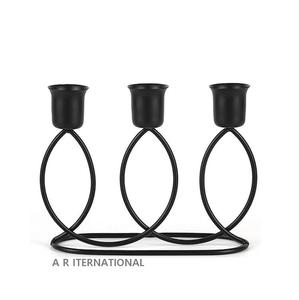 Bougeoir en fil métallique noir à 3 bras, candélabre décoratif en fer pour la Saint-Valentin, Noël, autres bougeoirs, lanternes - Product Image 3