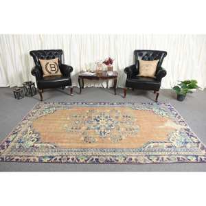 Classique marron noir 5.4 X 8.8ft fait à la main Style Tabriz tapis en laine turque rectangulaire Patchwork motif Latex pour salon - Product Image 3