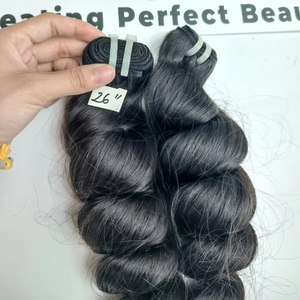 Vente en gros de meilleure qualité cheveux bruts vierges vietnamiens à double trame à cuticule alignée cheveux humains naturels ondulés bouclés lâches - Product Image 5