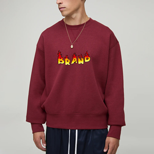 OEM 450GSM Oversized men's Sweatshirt Custom Printed logo Thick Men's Crewneck cotton Fleece hoodies & sweatshirt for man - Product Image 4