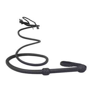 Fouet noir fait à la main de qualité supérieure 04 à 16 pieds 16 tresses en cuir de vachette tressé fouet ventre Traversin Construction sur mesure foncé - Product Image 4