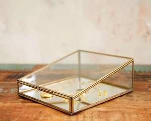 Beautifully Hand Crafted <b>Vintage</b> Rectangle Jewelry <b>Box</b> with Brass and Glass for Home and Office Decoration Custom Size - Product Image 2