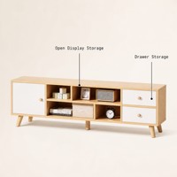 Meuble TV moderne en bois massif, console multimédia avec tiroirs de rangement pour salon, hôpital, école - Écologique et durable