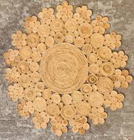 Juegos elegantes de alfombras de Yute natural tejidas a mano de color dorado con diseño redondo trenzado perfecto para la decoración del hogar