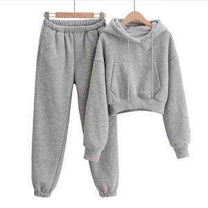 Custom Logo Women's Premium 100% Cotton <b>Track</b> <b>Suits</b> <b>for</b> Winter Private Label Jogger Sets Solid Pattern on <b>Sale</b> 2025 - Product Image 3