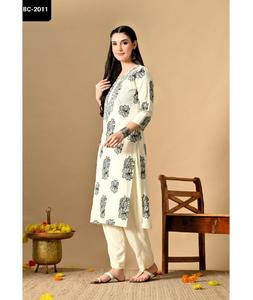 Kurtis Cortos para Mujer, Estilo Indio Casual y Diario, Material Poliéster y Rayón, Listos para Usar, Hermoso Bordado con Estampado - Product Image 1