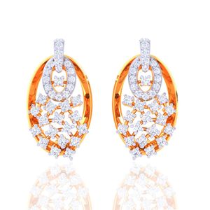 ต่างหูเพชรแล็บโกรน 0.51 กะรัต ทองคำ 18K สีเหลืองทอง ประดับเพชรแล็บโกรน คุณภาพระดับ BIS HUID พร้อมตราประทับ  งานฝีมือประณีต  รับรองโดย Ishi Diamonds - Product Image 1