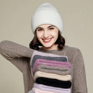 Opulento, venta al por mayor, gorros de otoño e invierno para hombres y mujeres, gorro de tela de lana con puños de punto exquisitamente cálido para hombres - Product Image 1