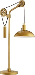 Lámpara de mesa industrial de diseño italiano para sala de estudio de lujo, base E26 con alimentación de CA, pantallas de metal negro, cuerpo de bronce con latón - Product Image 3