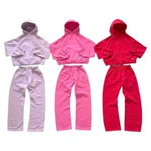 Ensemble de survêtement unisexe en molleton de coton surdimensionné pour l'hiver, sweat-shirt à capuche zippé ample et pantalon de survêtement respirant 300g, taille XL - Product Image 2