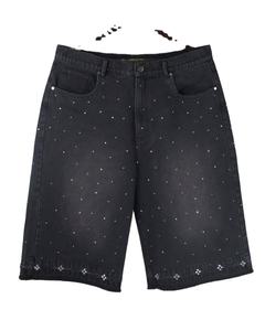 Baggy personnalisé strass coton lavé foncé Denim Shorts hommes à la mode Jeans hommes Shorts été Street Wear droite - Product Image 3