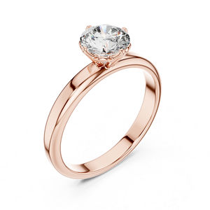 แหวนเพชรทรงกลมเพาะเลี้ยงในห้องปฏิบัติการ ทองคำ 14K สำหรับผู้หญิง |   แหวนของขวัญวันครบรอบ |   เพชรที่เพาะเลี้ยงใหม่ - Product Image 4